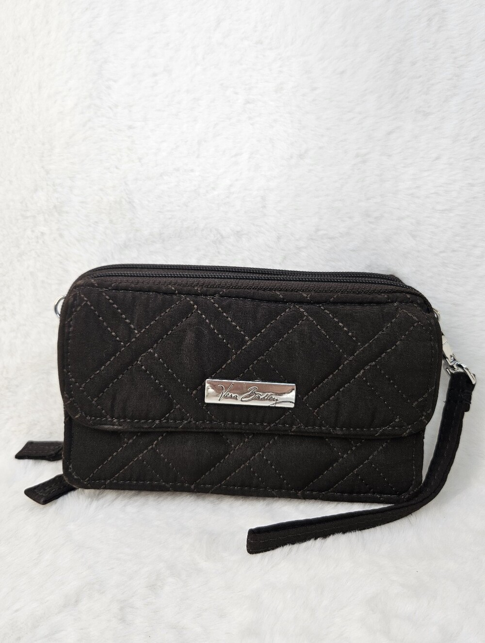Vera Bradley Brown Quilted Wristlet Wallet